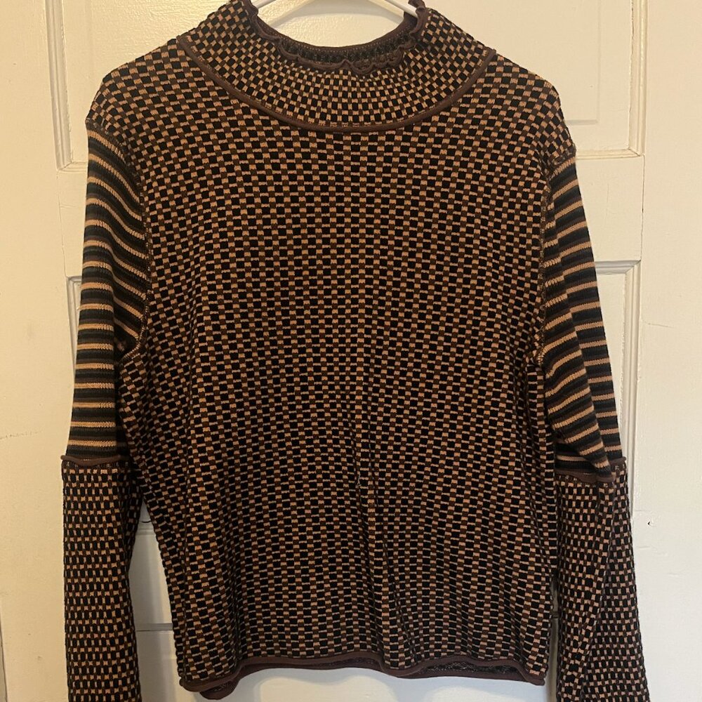 Free People Gamer Cuff Turtleneck Sweater Black Combo Women's Size L - Picture 2 of 4